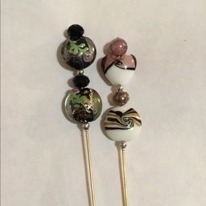 Victorian Vintage Bead Hat Pins Set of 2